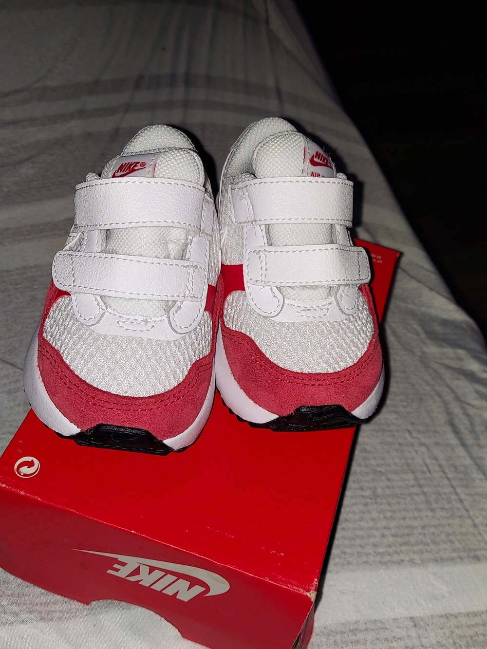 Nike Kids White and Red Velcro Air Max Sneakers - Picture 3 of 5